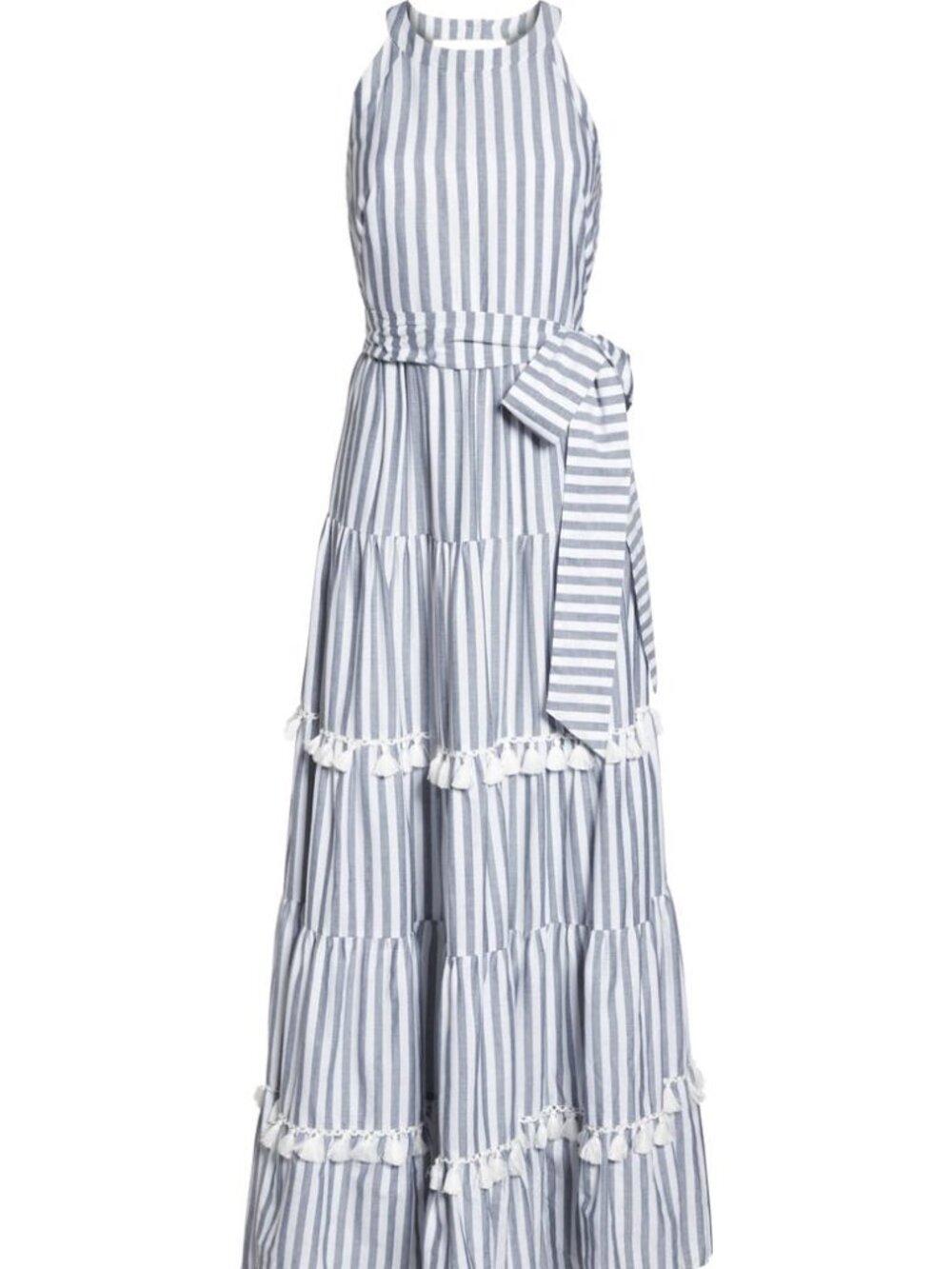 Eliza J - Tiered Tassel Fringe Cotton Maxi Dress - Picture 5 of 9